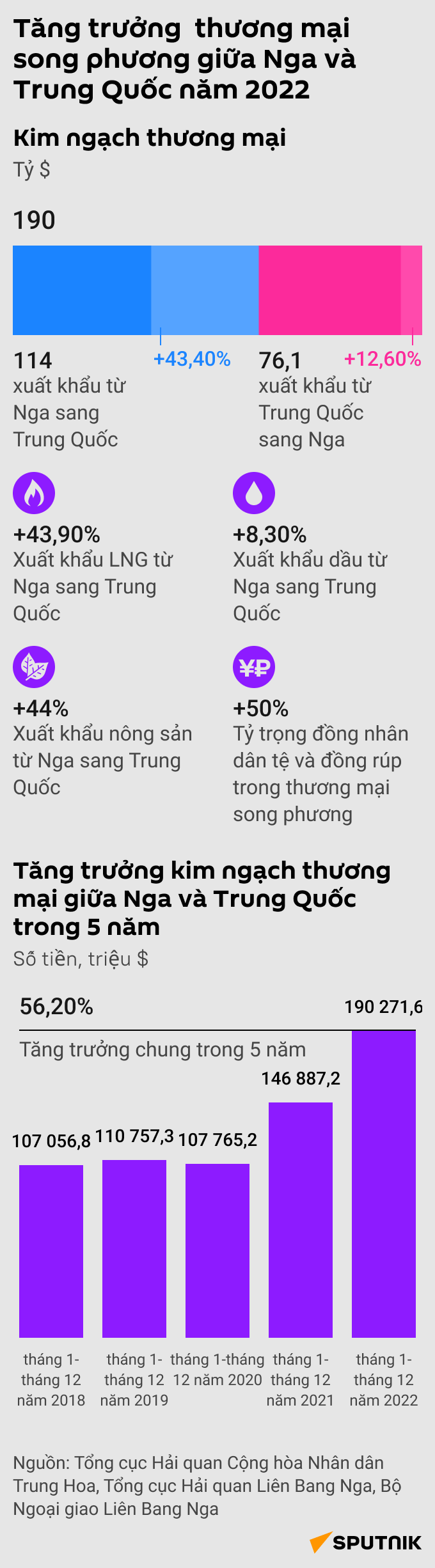 Tăng trưởng  thương mại song phương giữa Nga và Trung Quốc năm 2022 - Sputnik Việt Nam