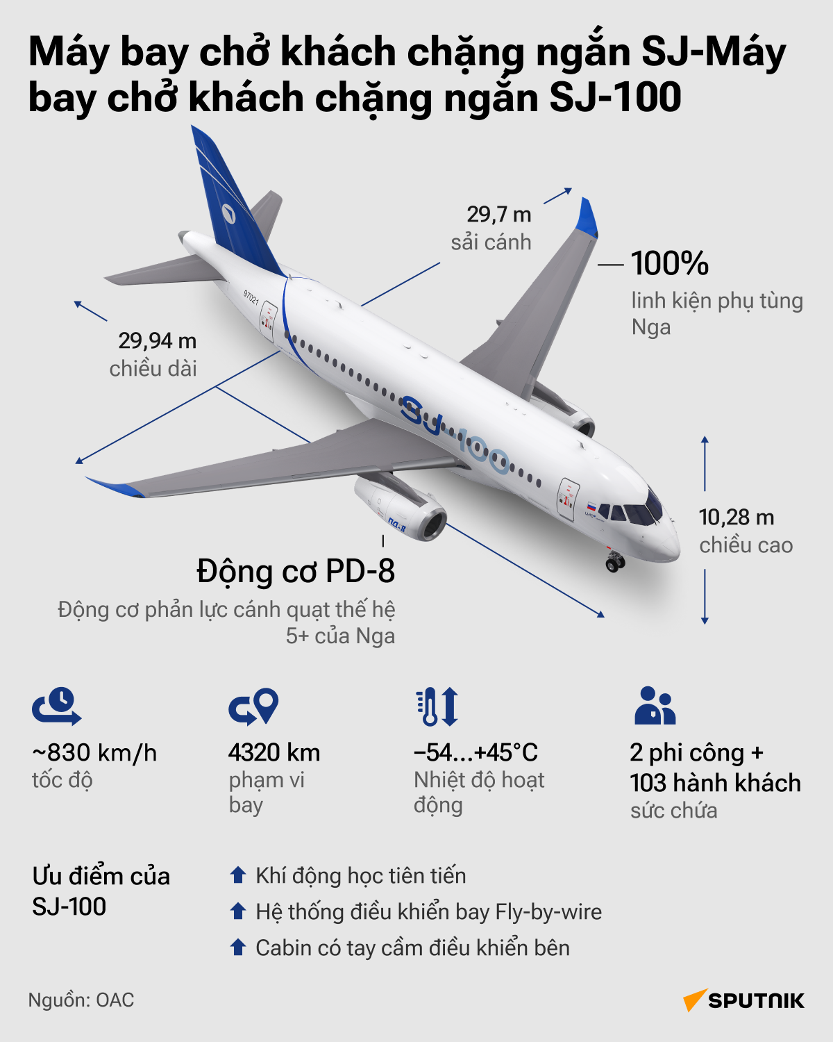 Máy bay SJ-100 thay thế nhập khẩu đầu tiên của Nga trông như thế nào? - Sputnik Việt Nam