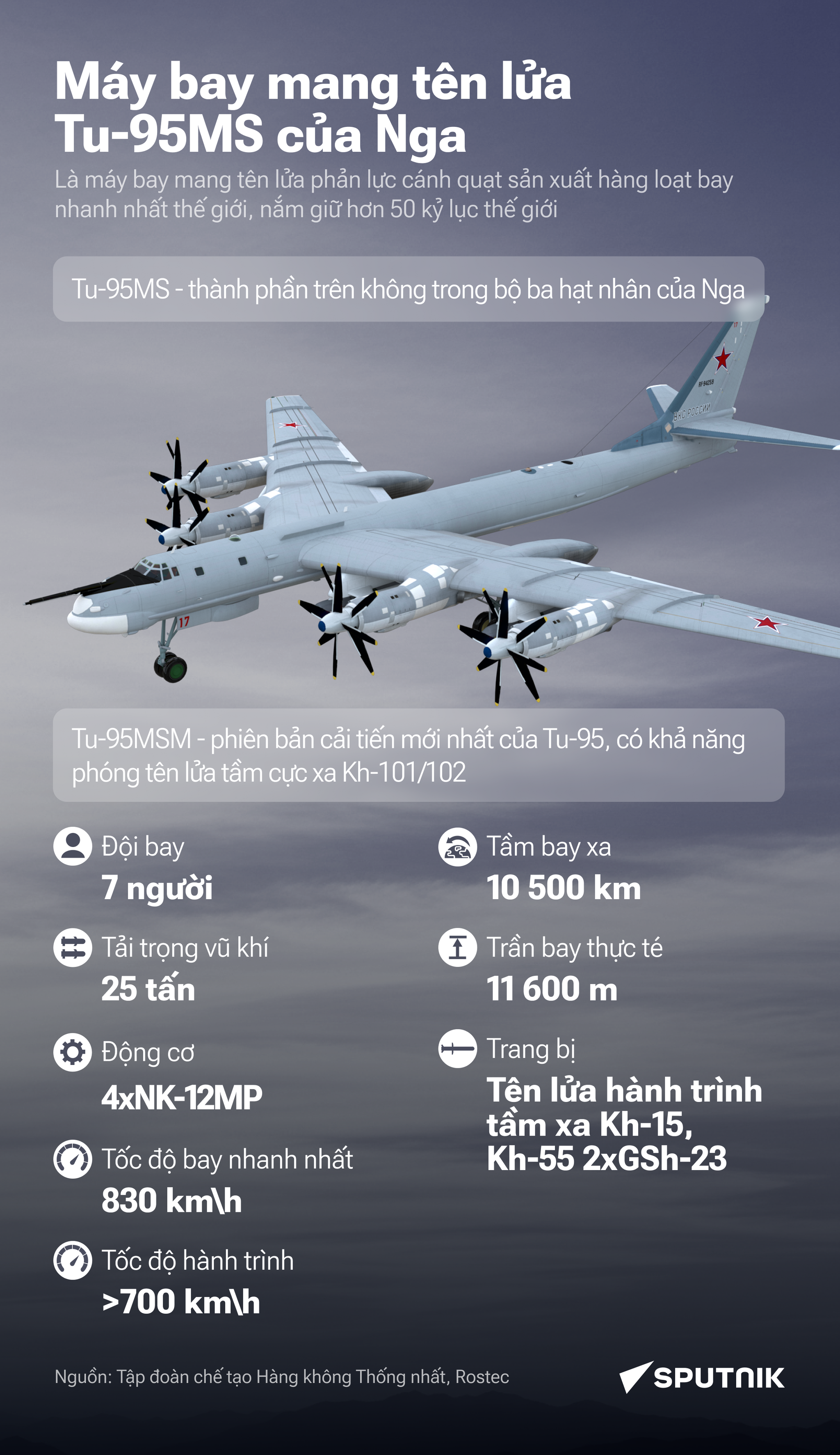 Máy bay ném bom chiến lược Tu-95MS của Nga - Sputnik Việt Nam