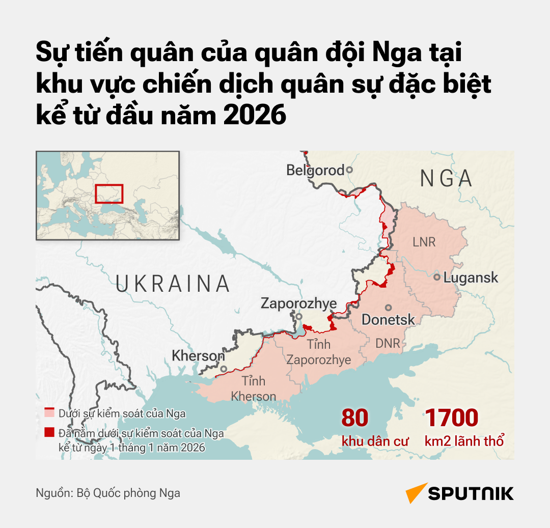 Thông tin được biết về bước tiến của LLVT Nga trong chiến dịch quân sự đặc biệt từ đầu năm 2026? - Sputnik Việt Nam