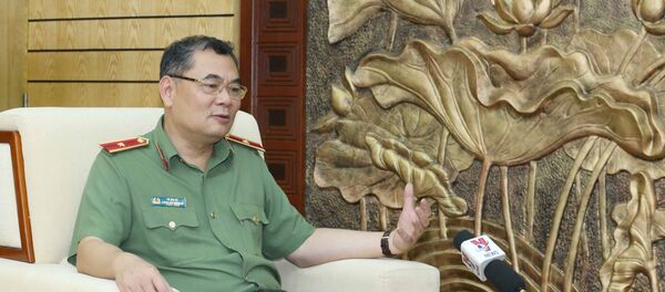 Thiếu tướng Tô Ân Xô, Chánh Văn phòng kiêm người phát ngôn Bộ Công an Việt Nam tại buổi trả lời phỏng vấn. - Sputnik Việt Nam