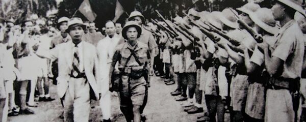 Các thành viên tổ chức chính tri-quân sự Việt Minh thời Cách mạng tháng Tám năm 1945 ở Việt Nam. Các thành viên tổ chức chính tri-quân sự Việt Minh thời Cách mạng tháng Tám năm 1945 ở Việt Nam. - Sputnik Việt Nam