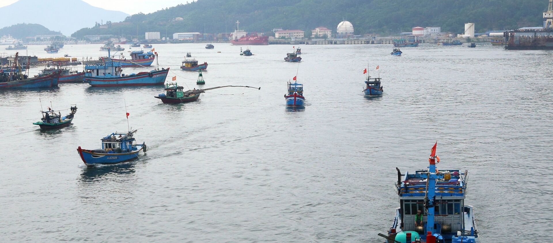  Tàu thuyền ngư dân các tỉnh, thành phố ven biển miền Trung di chuyển vào Âu thuyền Thọ Quang (Đà Nẵng) để phòng chống bão số 5. - Sputnik Việt Nam, 1920, 17.09.2020