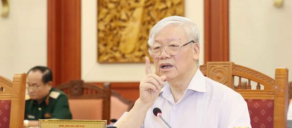  Tổng Bí thư, Chủ tịch nước Nguyễn Phú Trọng phát biểu kết luận buổi làm việc.  - Sputnik Việt Nam