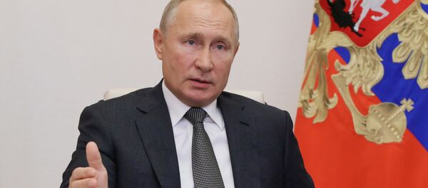 Tổng thống Nga Vladimir Putin đang tổ chức một cuộc họp cầu truyền hình với những người đứng đầu các khu vực của Nga - Sputnik Việt Nam