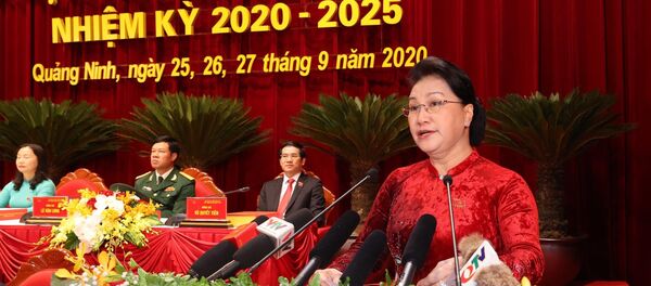 Ủy viên Bộ Chính trị, Chủ tịch Quốc hội Nguyễn Thị Kim Ngân phát biểu chỉ đạo Đại hội. - Sputnik Việt Nam