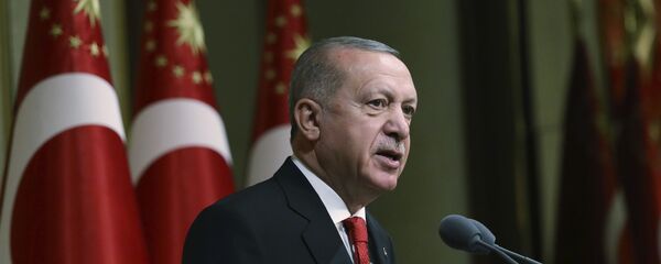 Tổng thống Thổ Nhĩ Kỳ Recep Tayyip Erdogan phát biểu tại dinh thự tổng thống ở Ankara Tổng thống Thổ Nhĩ Kỳ Recep Tayyip Erdogan phát biểu tại dinh thự tổng thống ở Ankara - Sputnik Việt Nam