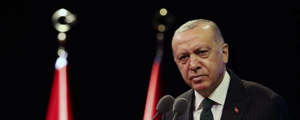 Tổng thống Thổ Nhĩ Kỳ Recep Tayyip Erdogan phát biểu tại dinh thự tổng thống ở Ankara - Sputnik Việt Nam