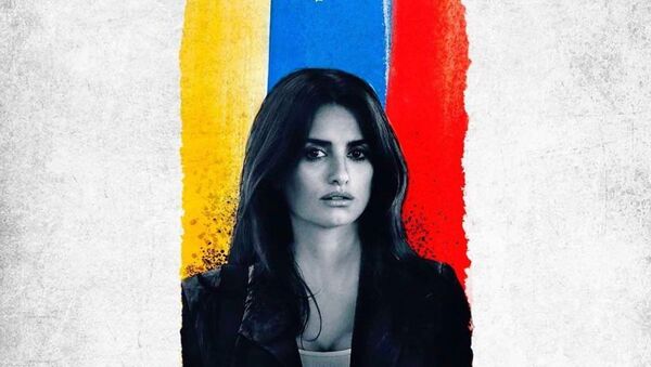 Nữ diễn viên Penelope Cruz chụp ảnh trên nền quốc kỳ Colombia trong poster cho bộ phim mới 355 - Sputnik Việt Nam