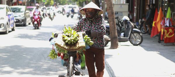 Người phụ nữ đeo khẩu trang ở Hà Nội. Người phụ nữ đeo khẩu trang ở Hà Nội. - Sputnik Việt Nam
