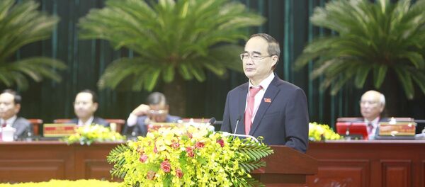 Đồng chí Nguyễn Thiện Nhân, Bí thư Thành ủy TP. Hồ Chí Minh phát biểu tại đại hội. - Sputnik Việt Nam