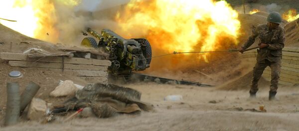 Người lính Armenia trong trận pháo ở Nagorno-Karabakh Người lính Armenia trong trận pháo ở Nagorno-Karabakh - Sputnik Việt Nam