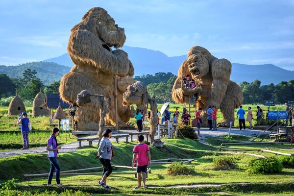 Khỉ đột bằng rơm ở công viên giải trí gần Chiang Mai, Thái Lan - Sputnik Việt Nam