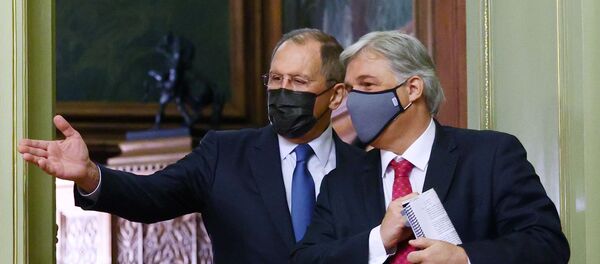 Hội nghị Bộ trưởng Ngoại giao Liên bang Nga và Uruguay S. Lavrov và F. Bustillo Hội nghị Bộ trưởng Ngoại giao Liên bang Nga và Uruguay S. Lavrov và F. Bustillo - Sputnik Việt Nam