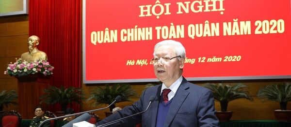 Tổng Bí thư, Chủ tịch nước Nguyễn Phú Trọng, Bí thư Quân ủy Trung ương phát biểu chỉ đạo Hội nghị.  - Sputnik Việt Nam