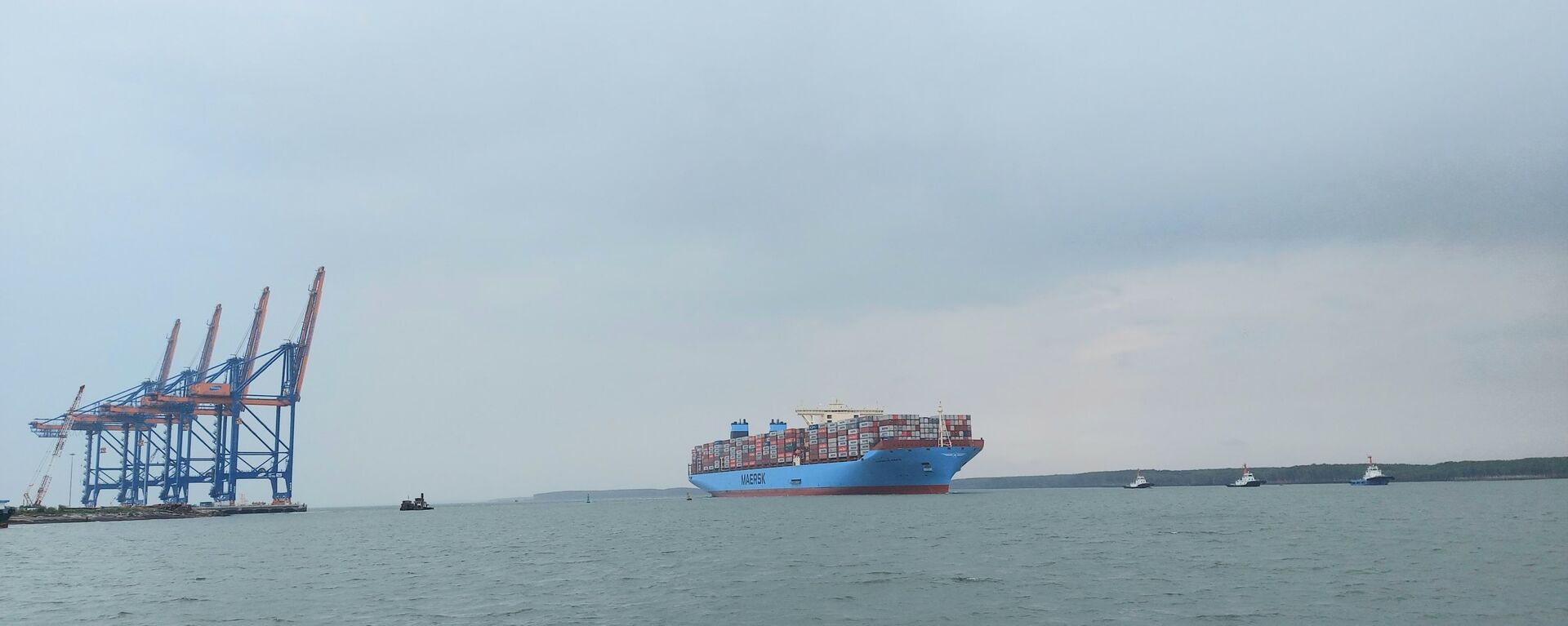 Siêu tàu chở container Margrethe Maersk trên trên sông Thị Vải – Cái Mép. - Sputnik Việt Nam, 1920, 21.12.2020