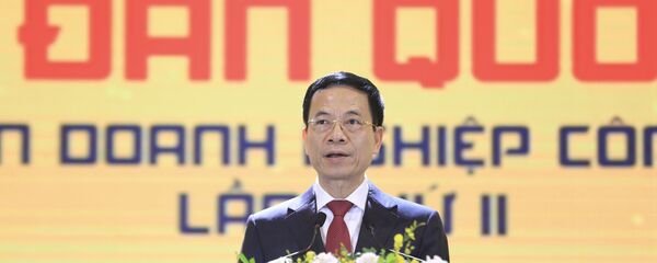 Bộ trưởng Bộ Thông tin và Truyền thông Nguyễn Mạnh Hùng phát biểu khai mạc. - Sputnik Việt Nam