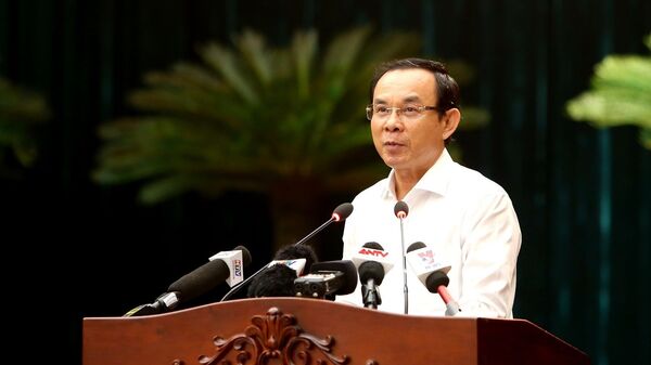 Bí thư Thành ủy Thành phố Hồ Chí Minh Nguyễn Văn Nên phát biểu chỉ đạo tại hội nghị. - Sputnik Việt Nam