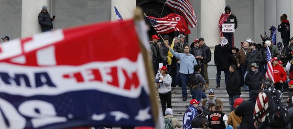 Người biểu tình ủng hộ đương kim Tổng thống Mỹ Donald Trump trước tòa nhà Quốc hội ở Washington - Sputnik Việt Nam