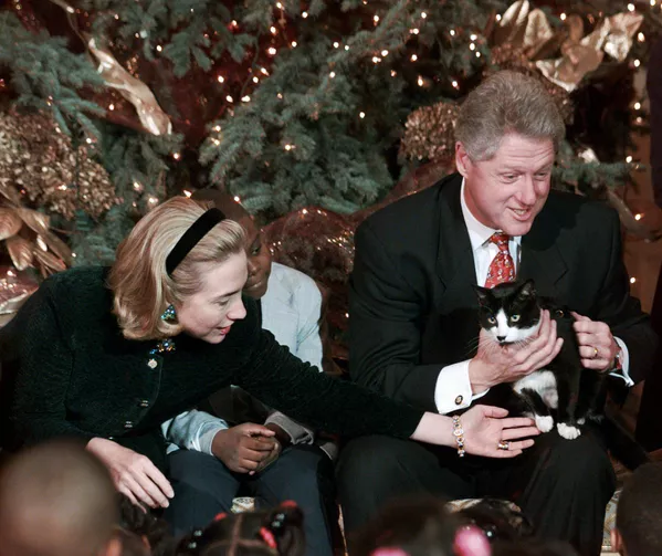 Tổng thống Bill Clinton và phu nhân với chú mèo Socks tại Nhà Trắng, 1996 Tổng thống Bill Clinton và phu nhân với chú mèo Socks tại Nhà Trắng, 1996 - Sputnik Việt Nam