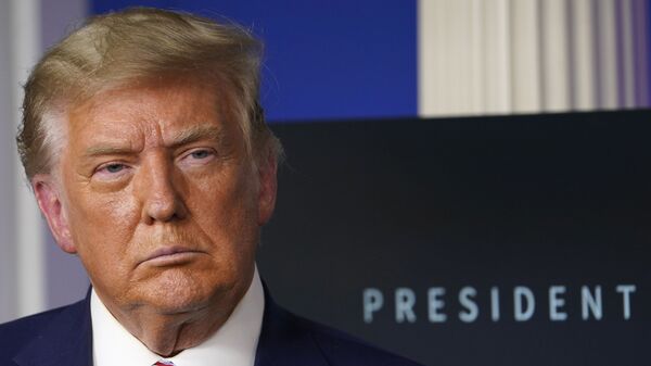 In this Friday, Nov. 20, 2020, file photo, President Donald Trump listens during an event in the briefing room of the White House in Washington. - Sputnik Việt Nam