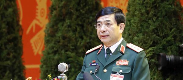 Trong ảnh: Thượng tướng Phan Văn Giang, Ủy viên Thường vụ Quân ủy Trung ương, Tổng tham mưu trưởng Quân đội nhân dân Việt Nam, Thứ trưởng Bộ Quốc phòng trình bày tham luận. Ảnh: TTXVN - Sputnik Việt Nam