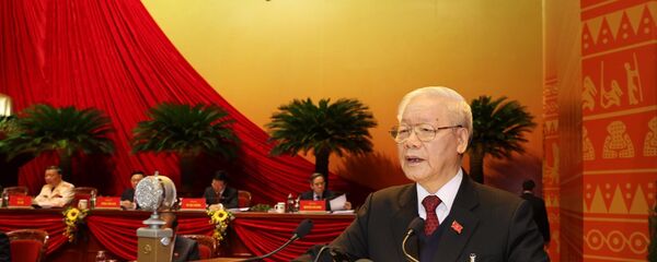 Đồng chí Nguyễn Phú Trọng, Tổng Bí thư Ban Chấp hành Trung ương Đảng, Chủ tịch nước CHXHCN Việt Nam đọc Báo cáo chính trị của Ban Chấp hành Trung ương Đảng khóa XII và các văn kiện trình Đại hội. - Sputnik Việt Nam