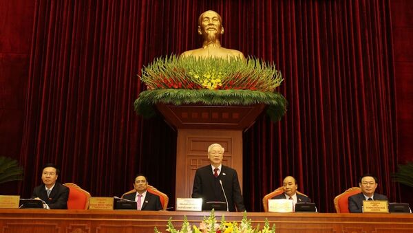 Đồng chí Nguyễn Phú Trọng, Tổng Bí thư Ban Chấp hành Trung ương Đảng Cộng sản Việt Nam khóa XIII, Chủ tịch nước CHXHCN Việt Nam phát biểu tại hội nghị. - Sputnik Việt Nam