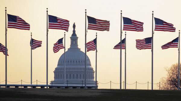 Cờ Mỹ trên nền của Điện Capitol ở Washington, Mỹ - Sputnik Việt Nam