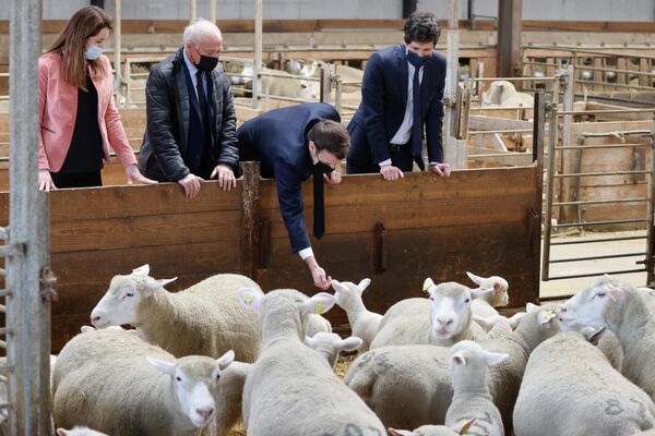 Tổng thống Pháp Emmanuel Macron thăm trang trại La Ferme d'Etaules - Sputnik Việt Nam