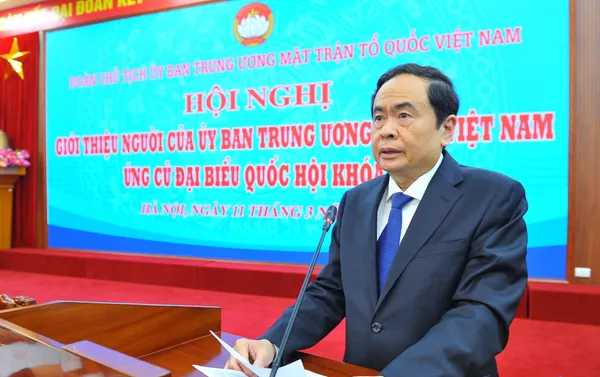 Đồng chí Trần Thanh Mẫn Ủy viên Bộ Chính trị, Chủ tịch Ủy ban Trung ương MTTQ Việt Nam phát biểu khai mạc hội nghị. Đồng chí Trần Thanh Mẫn Ủy viên Bộ Chính trị, Chủ tịch Ủy ban Trung ương MTTQ Việt Nam phát biểu khai mạc hội nghị. - Sputnik Việt Nam