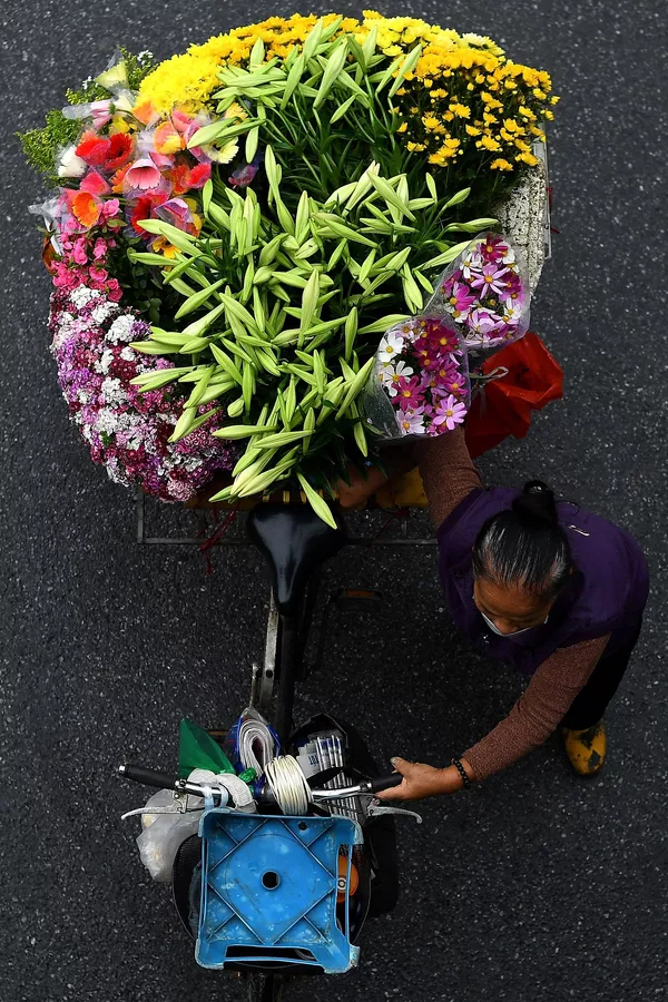 Hàng hoa trên xe đạp ở Hà Nội Hàng hoa trên xe đạp ở Hà Nội - Sputnik Việt Nam