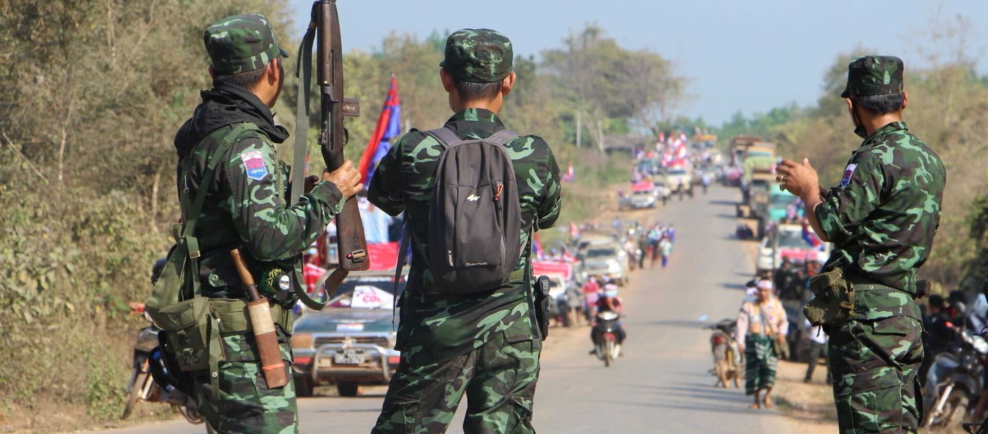 Các thành viên của Liên minh Quốc gia Karen trong các cuộc biểu tình ở Myanmar - Sputnik Việt Nam, 1920, 27.04.2021