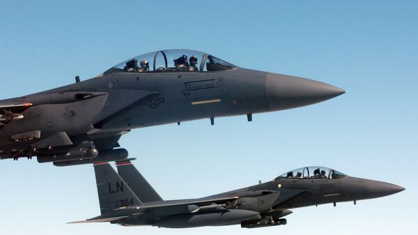 Máy bay chiến đấu-ném bom hai chỗ ngồi F-15E của Mỹ - Sputnik Việt Nam