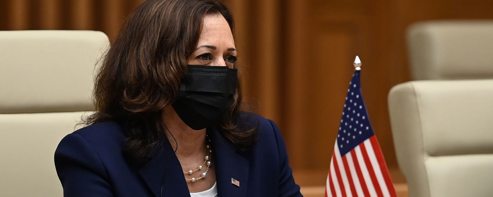 Phó Tổng thống Hoa Kỳ Kamala Harris tham dự cuộc họp với Thủ tướng Việt Nam Phạm Minh Chính tại Văn phòng Chính phủ ở Hà Nội ngày 25/8/2021. - Sputnik Việt Nam, 1920, 19.04.2022