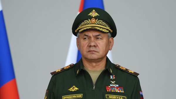 Ngày 23 tháng 8 năm 2021. Bộ trưởng Quốc phòng Nga Sergei Shoigu trong bài phát biểu của Tổng thống Nga Vladimir Putin tại lễ khai mạc Diễn đàn quân sự-kỹ thuật quốc tế Army-2021 và Army Games 2021 tại công viên quân sự-yêu nước Patriot ở Kubinka, ngoại ô Moscow - Sputnik Việt Nam