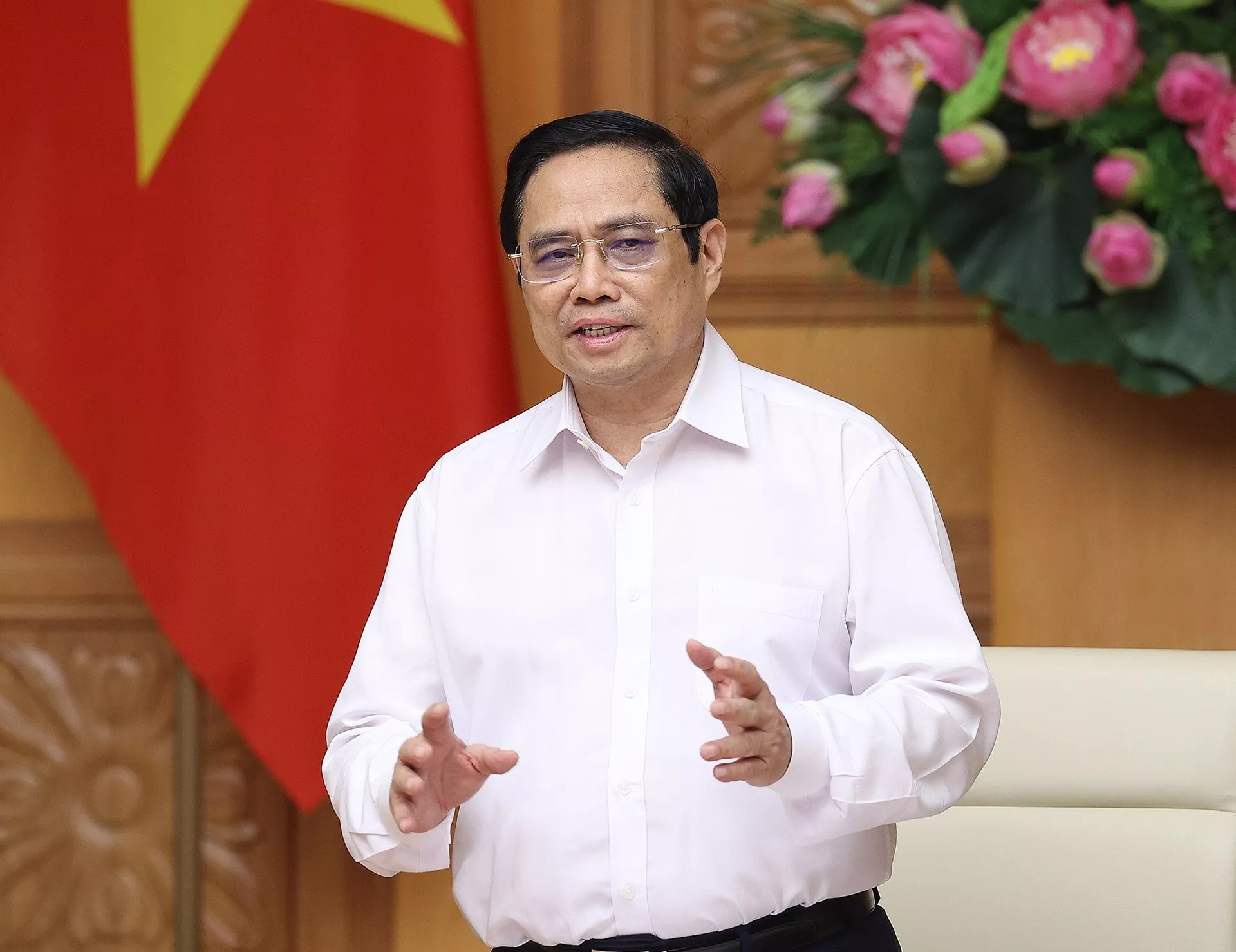 Thủ tướng Phạm Minh Chính phát biểu tại buổi làm việc với các doanh nghiệp châu Âu tại Việt Nam Thủ tướng Phạm Minh Chính phát biểu tại buổi làm việc với các doanh nghiệp châu Âu tại Việt Nam - Sputnik Việt Nam, 1920, 05.10.2021