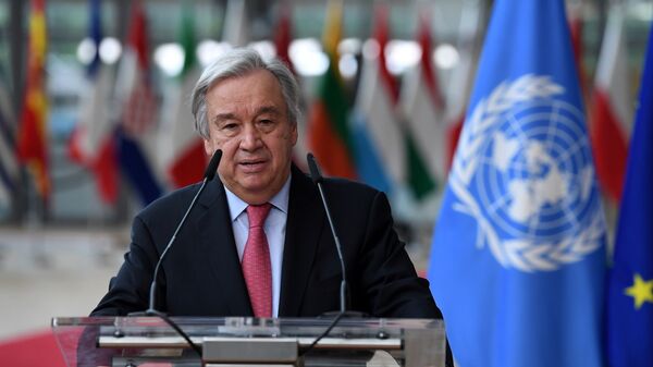 Tổng thư ký Liên hợp quốc Antonio Guterres trong Hội nghị thượng đỉnh EU tại Tòa nhà Hội đồng châu Âu ở Brussels - Sputnik Việt Nam