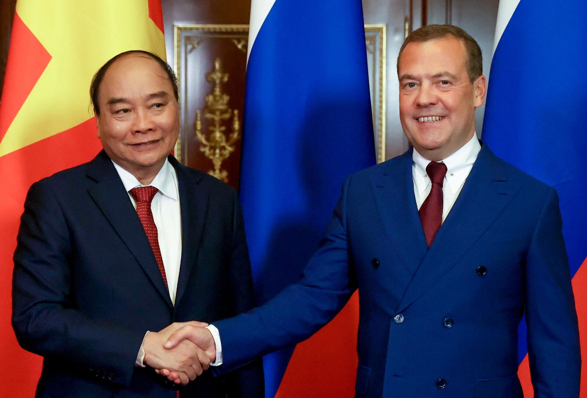 Phó Chủ tịch Hội đồng Bảo an Liên bang Nga D. Medvedev hội kiến ​​Chủ tịch nước Việt Nam N. S. Fuk - Sputnik Việt Nam, 1920, 02.12.2021