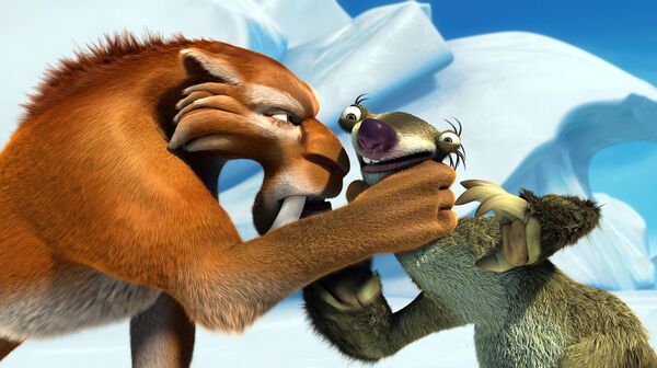 Cảnh trong phim Kỷ băng hà (Ice Age) (2002-2016). Phim hoạt hình hài hước về cuộc phiêu lưu của các loài động vật trong quá trình di cư do kỷ băng hà cách đây 20 nghìn năm: voi ma mút, con lười và hổ răng kiếm ranh mãnh. - Sputnik Việt Nam