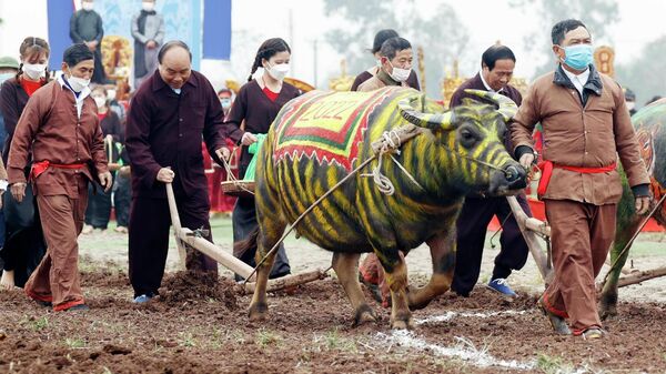 Chủ tịch nước Nguyễn Xuân Phúc dự Lễ Tịch điền Đọi Sơn - Sputnik Việt Nam