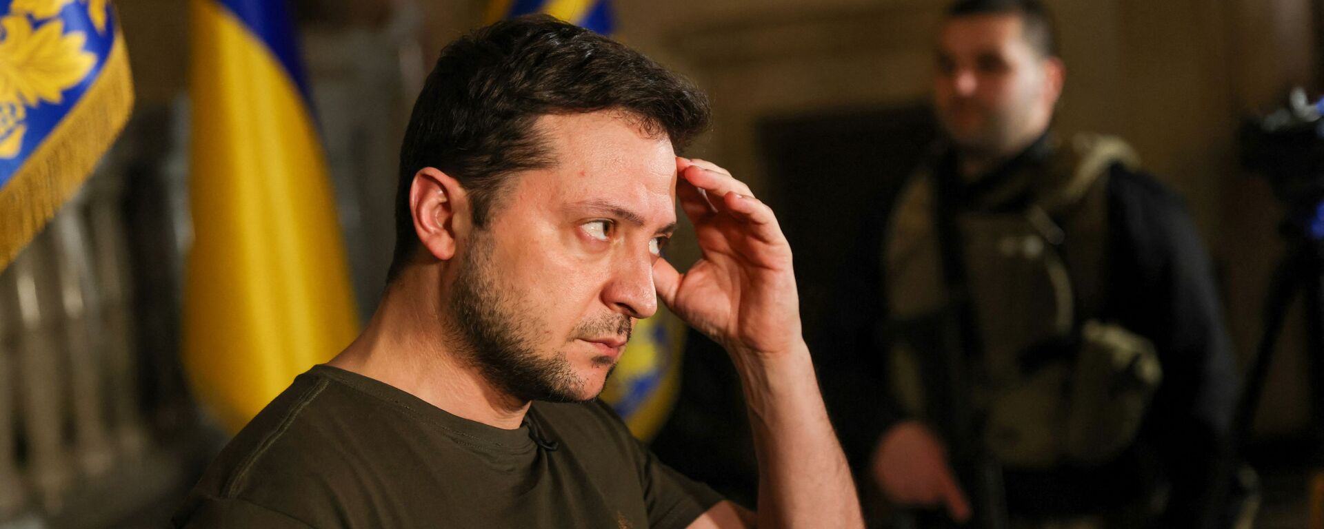 Tổng thống Ukraina Vladimir Zelensky trong cuộc phỏng vấn với Reuters tại Kiev - Sputnik Việt Nam, 1920, 01.03.2022