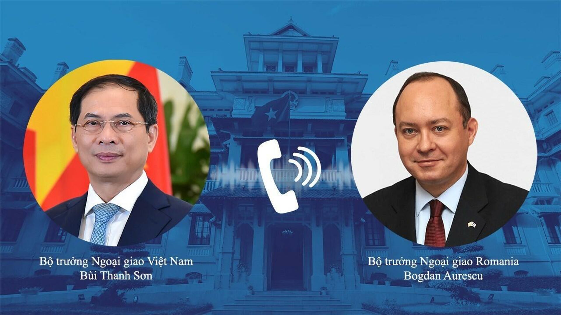 Bộ trưởng Bộ Ngoại giao Bùi Thanh Sơn có cuộc điện đàm với Bộ trưởng Ngoại giao Romania Bogdan Aurescu. - Sputnik Việt Nam, 1920, 08.03.2022