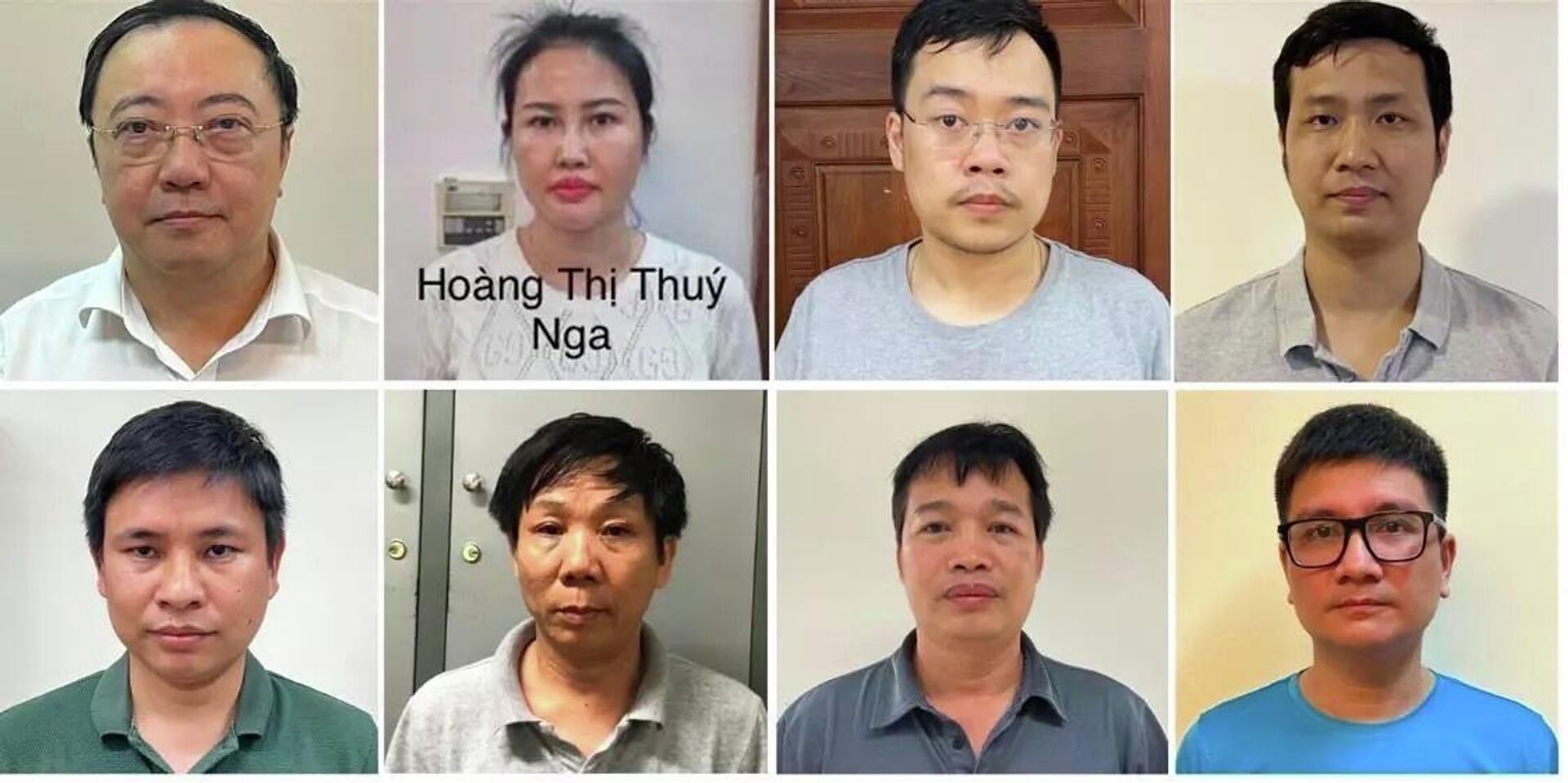 Các bị can lần lượt từ trái sang phải, từ trên xuống dưới: Phan Huy Anh Vũ; Hoàng Thị Thúy Nga; Nguyễn Quang Minh; Nguyễn Tiến Thu; Hoàng Thế Quỳnh; Nguyễn Công Tiến; Ninh Văn Sinh; Vũ Quang Ngọc - Sputnik Việt Nam, 1920, 29.04.2022