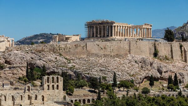 Đền Parthenon - di tích kiến ​​trúc cổ đại Hy Lạp cổ đại nằm tại địa điểm khảo cổ Acropolis, Athen - Sputnik Việt Nam