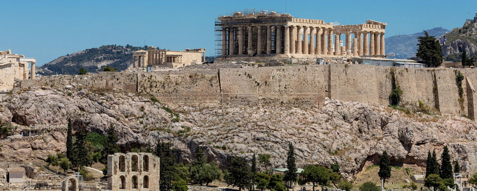 Đền Parthenon - di tích kiến ​​trúc cổ đại Hy Lạp cổ đại nằm tại địa điểm khảo cổ Acropolis, Athen - Sputnik Việt Nam, 1920, 24.05.2022