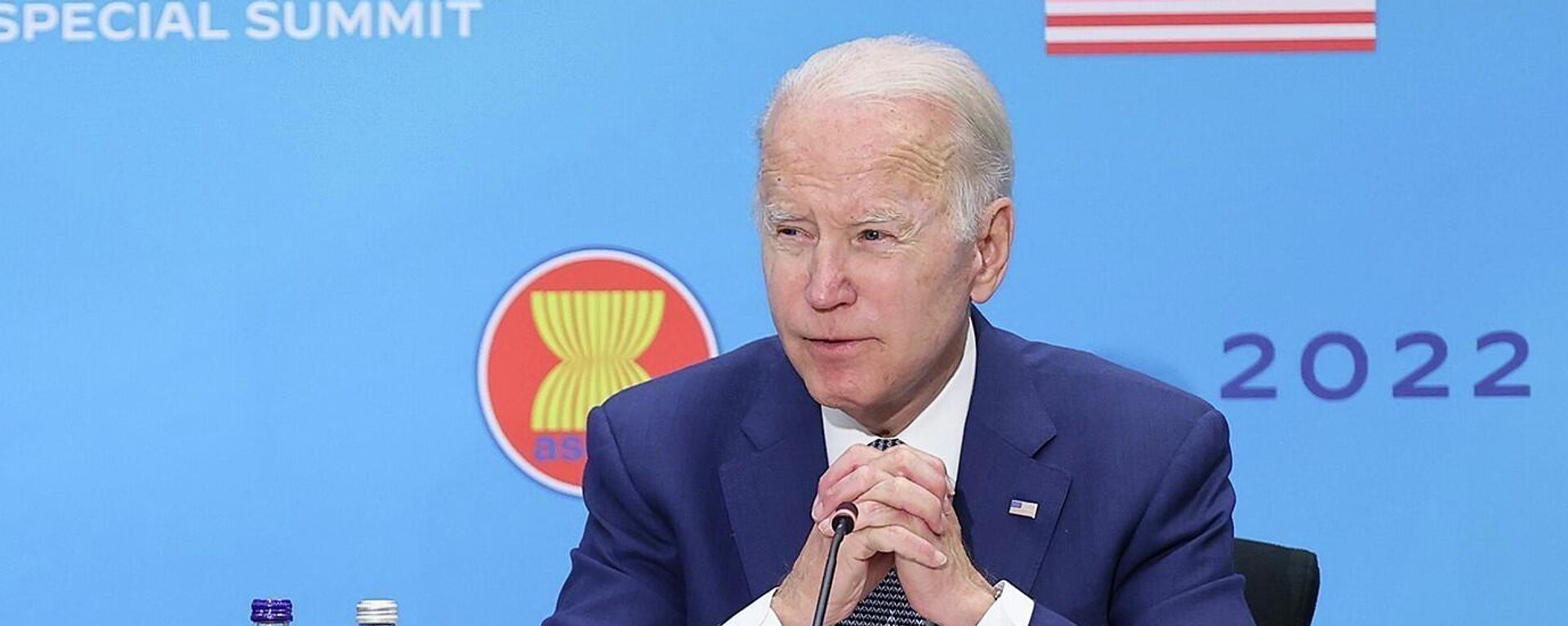 Tổng thống Hoa Kỳ Joseph Robinette Biden Jr. phát biểu tại Hội nghị cấp cao đặc biệt ASEAN - Hoa Kỳ. - Sputnik Việt Nam, 1920, 19.05.2022