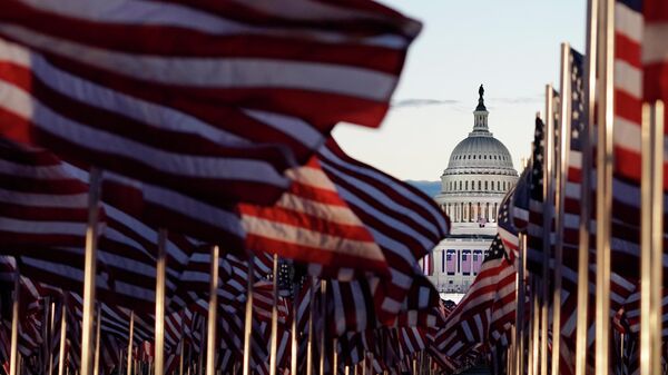 Quốc kỳ Mỹ trước tòa nhà Capitol ở Washington DC - Sputnik Việt Nam