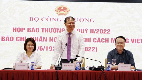 Thứ trưởng Bộ Công Thương báo cáo hoạt động tại buổi họp báo thường kỳ. - Sputnik Việt Nam