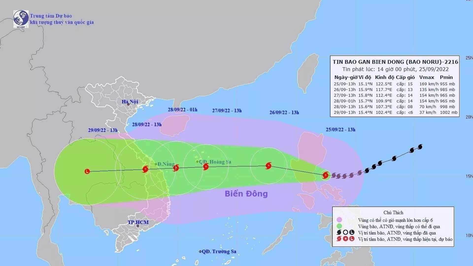 TIN BÃO GẦN BIỂN ĐÔNG: BÃO NORU (chiều 25/9)